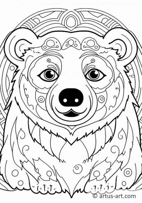 Раскраска для детей с медведями-солнце